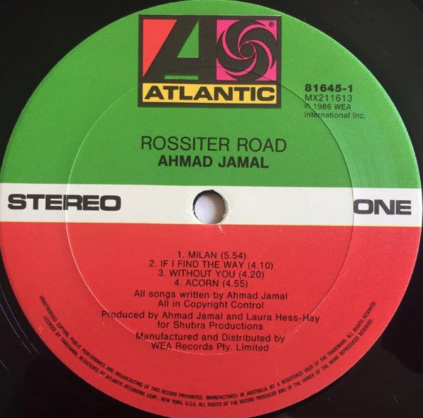 Ahmad Jamal : Rossiter Road (LP, Album)