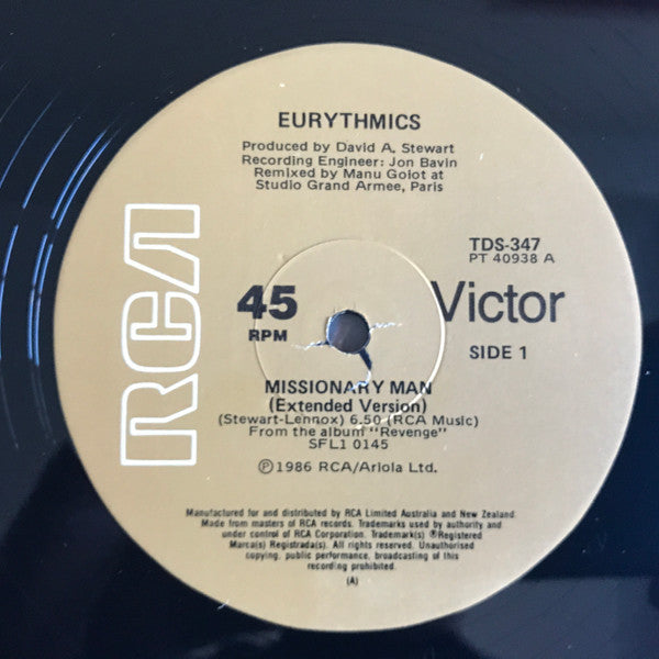 Eurythmics : Missionary Man (Extended Version) (12")