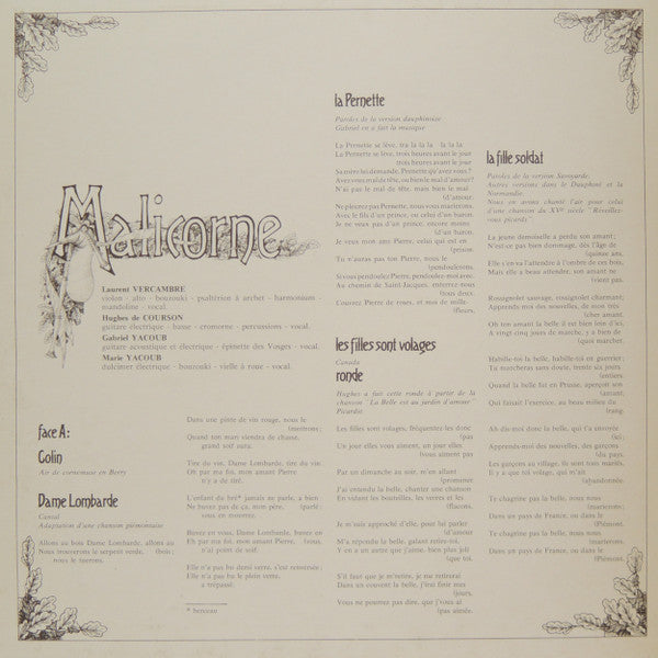 Malicorne : Malicorne (LP, Album, Gat)