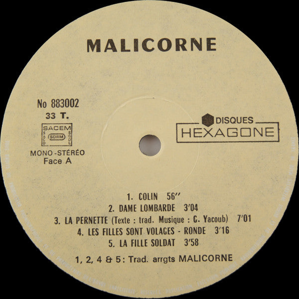 Malicorne : Malicorne (LP, Album, Gat)