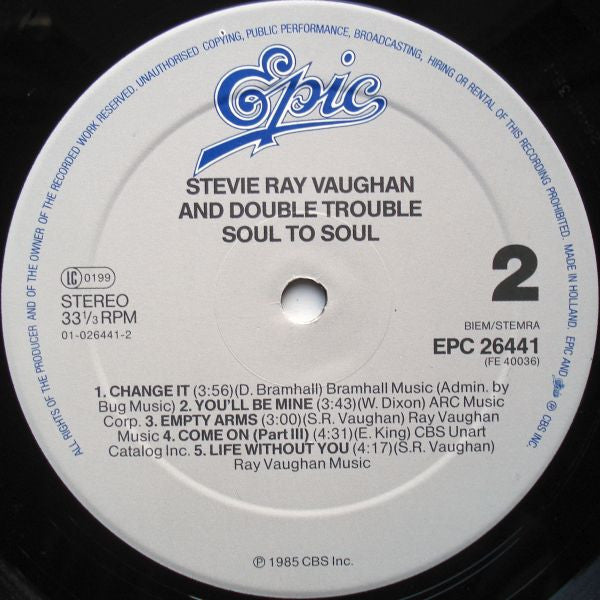 Stevie Ray Vaughan And Double Trouble* : Soul To Soul (LP, Album)