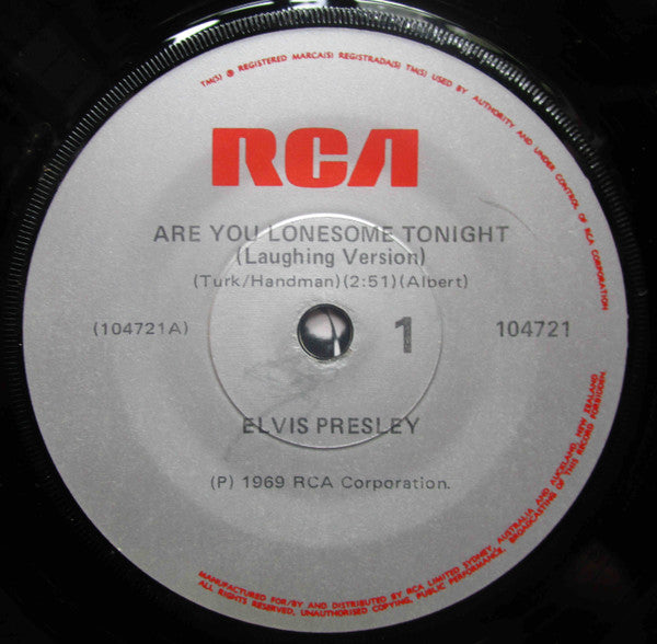 Elvis Presley : Are You Lonesome Tonight? Laughing Version (7", Single)