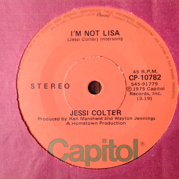 Jessi Colter : I&#39;m Not Lisa (7&quot;)