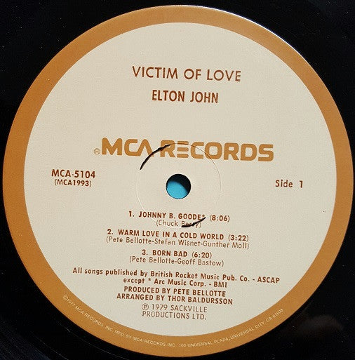 Elton John : Victim Of Love (LP, Album, Pin)