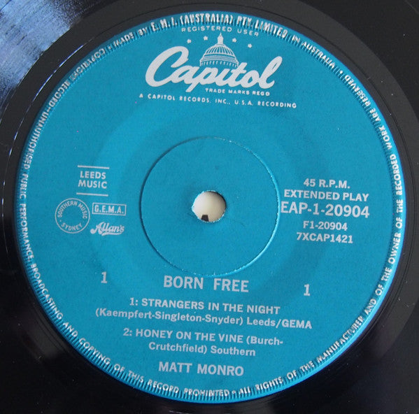 Matt Monro : Born Free (7", EP)