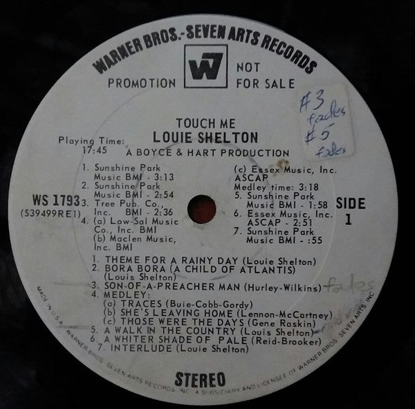 Louie Shelton : Touch Me (LP, Promo)