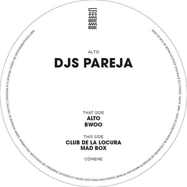 Djs Pareja : Alto (12", EP)