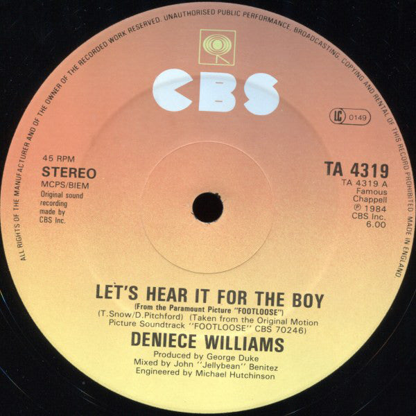 Deniece Williams : Let's Hear It For The Boy  (12")