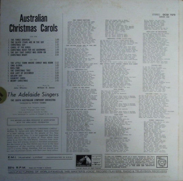 Adelaide Singers And South Australian Symphony Orchestra, Patrick Thomas (3) : Australian Christmas Carols (LP, Album)