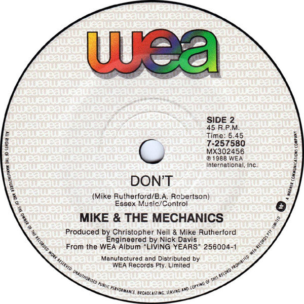 Mike & The Mechanics : Seeing Is Believing (7", Single)