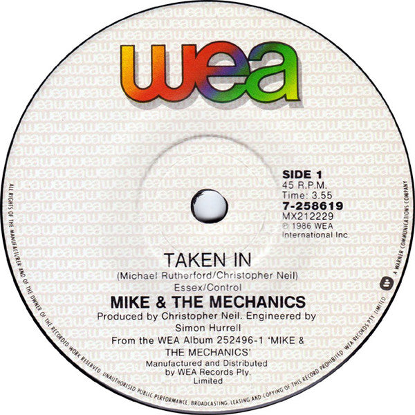 Mike & The Mechanics : Taken In (7", Single)