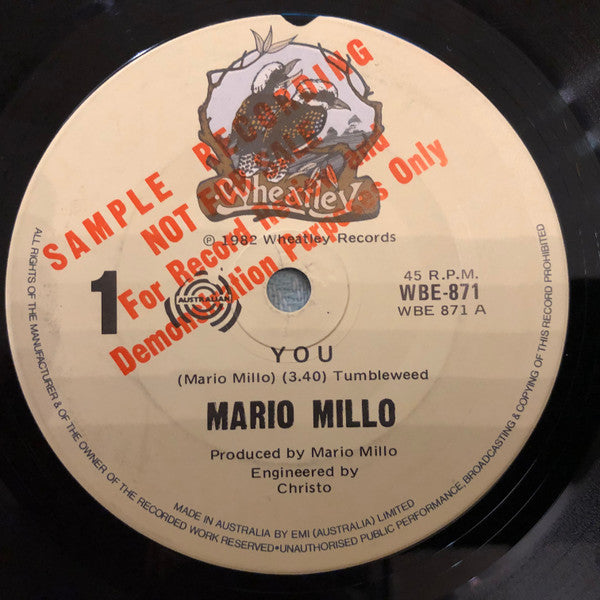 Mario Millo : You (7", Single, Promo)