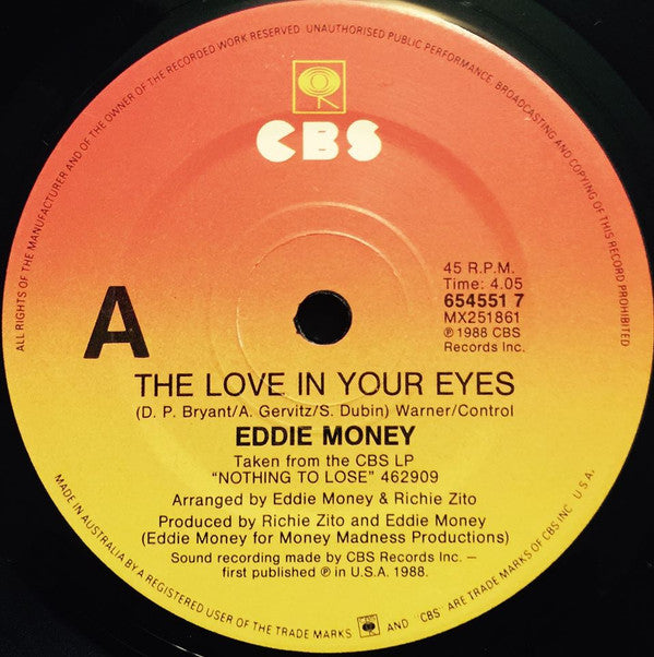 Eddie Money : The Love In Your Eyes (7&quot;, Single)