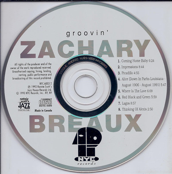 Zachary Breaux : Groovin' (CD, Album)