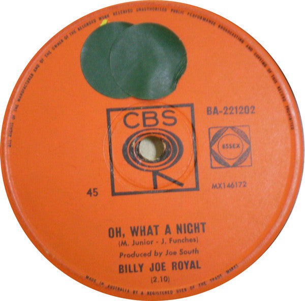 Billy Joe Royal : Down In The Boondocks (7", Single)