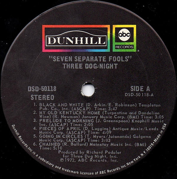 Three Dog Night : Seven Separate Fools (LP, Album)