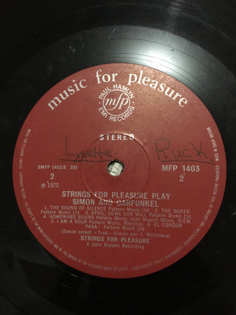 Strings For Pleasure : Play Simon & Garfunkel (LP, Album)