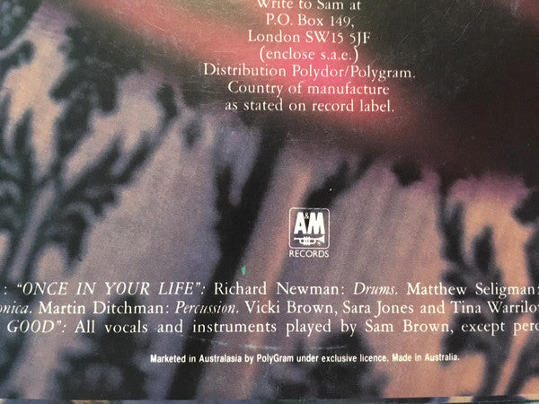 Sam Brown : Once In Your Life (7", Single)