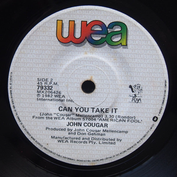 John Cougar* : Jack & Diane (7", Single, Whi)