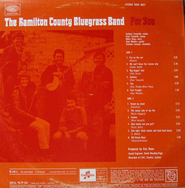 Hamilton County Bluegrass Band : For You (LP, Album)