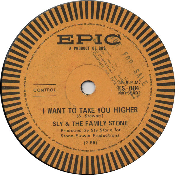 Sly & The Family Stone : Stand! / I Want To Take You Higher (7")