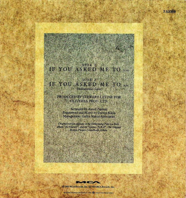 Patti LaBelle : If You Asked Me To (7", Single)