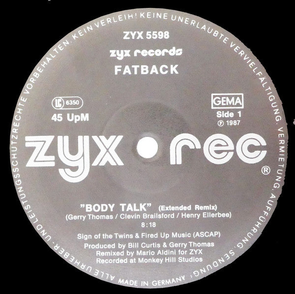 The Fatback Band : Body Talk (12")