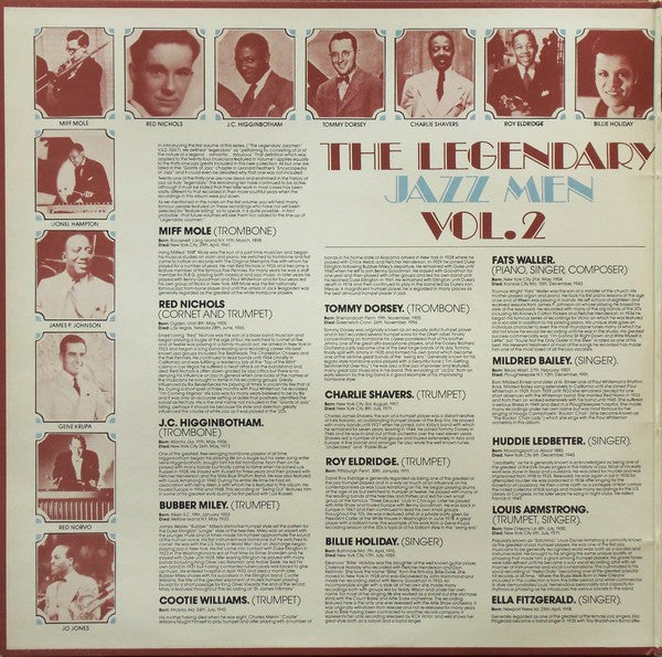 Various : The Legendary Jazz Men  Vol. 2 (2xLP, Comp)