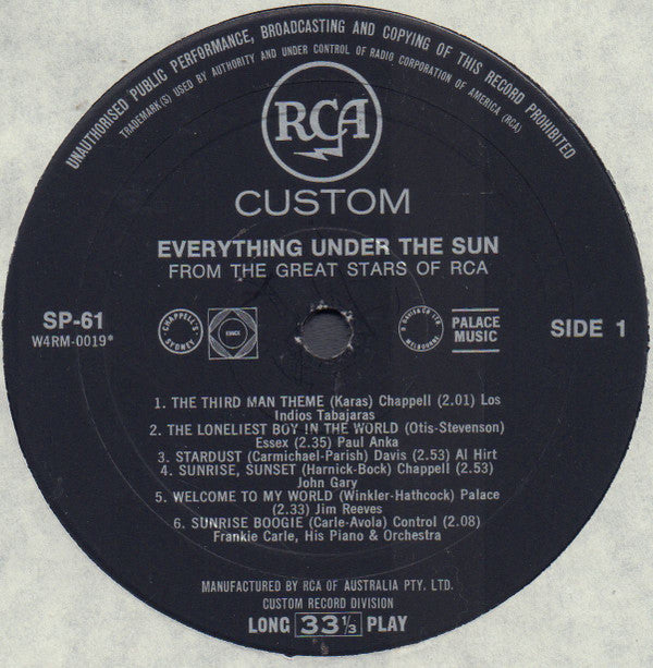 Various : Everything Under The Sun From The Great Stars Of RCA (LP, Comp, Promo, Smplr)