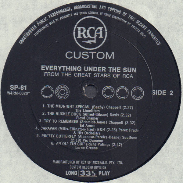 Various : Everything Under The Sun From The Great Stars Of RCA (LP, Comp, Promo, Smplr)