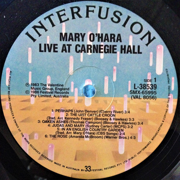 Mary O'Hara : Live At Carnegie Hall (LP, Album)