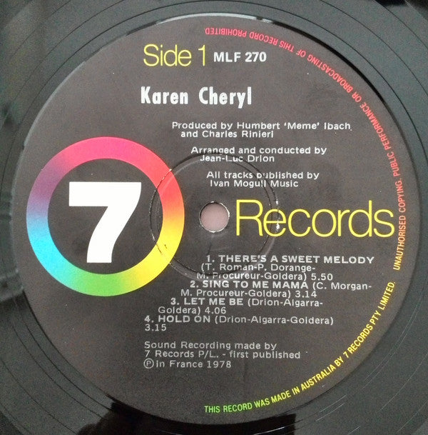 Karen Cheryl : Karen Cheryl (LP, Album, Gat)