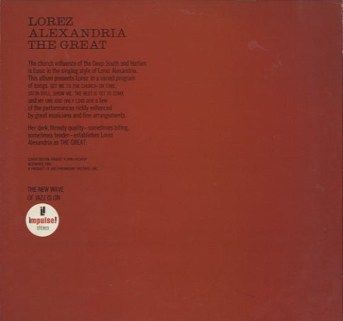 Lorez Alexandria : Alexandria The Great (LP, RE, Gat)