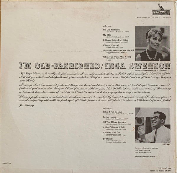 Inga Swenson : I'm Old Fashioned (LP, Album, Mono)