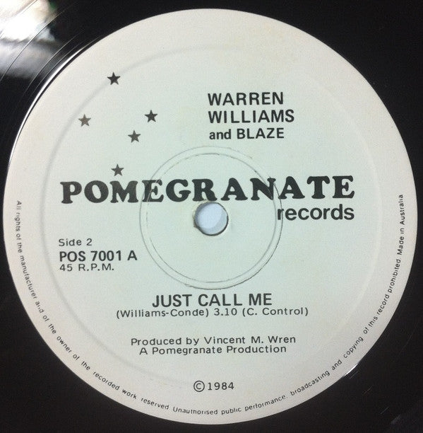 Warren Williams (6) and Blaze (71) : I Was There (7")