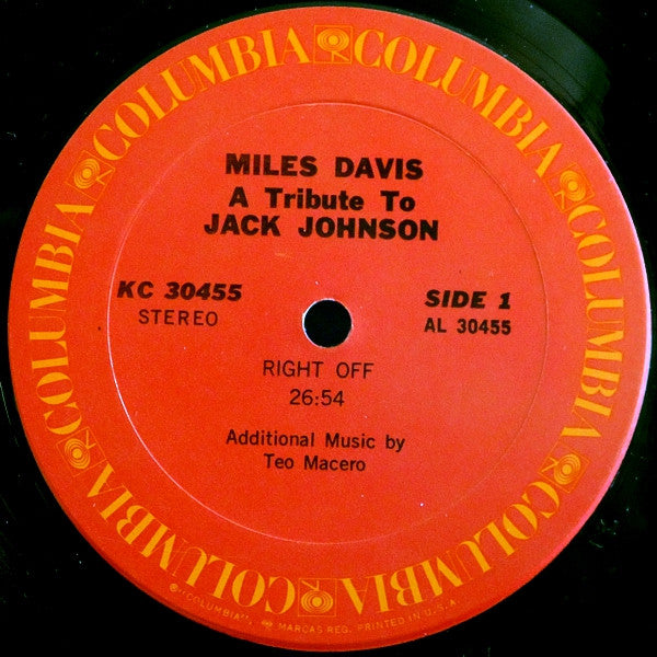 Miles Davis : A Tribute To Jack Johnson (LP, Album, RE, Pit)