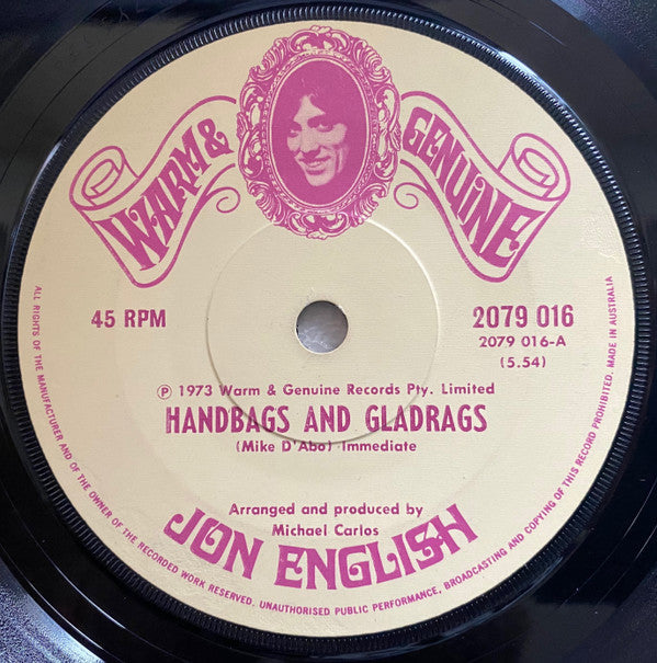 Jon English (3) : Handbags And Gladrags (7", Single)