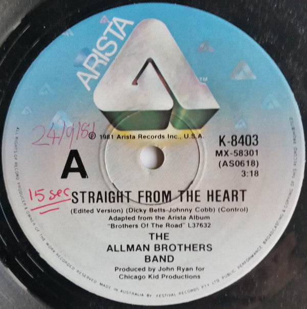 The Allman Brothers Band : Straight From The Heart (7&quot;, Single)