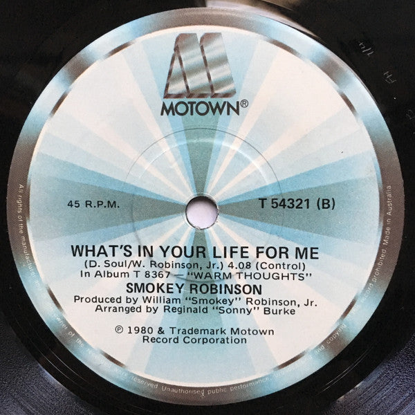 Smokey Robinson : Being With You (7", Single)