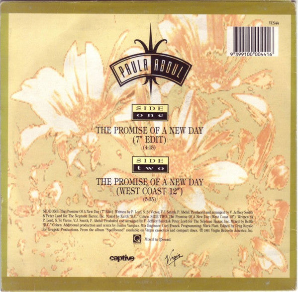 Paula Abdul : The Promise Of A New Day (7", Single)