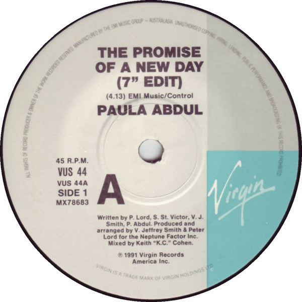 Paula Abdul : The Promise Of A New Day (7", Single)