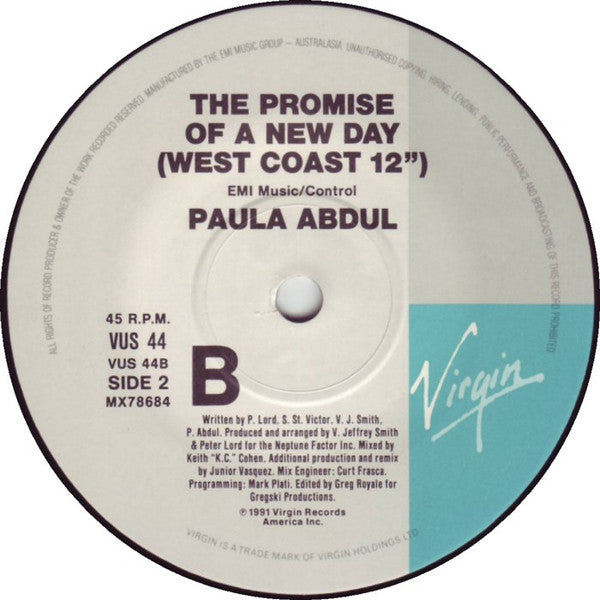 Paula Abdul : The Promise Of A New Day (7", Single)