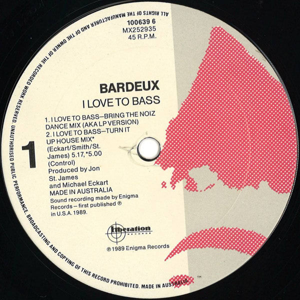 Bardeux : I Love To Bass (12")