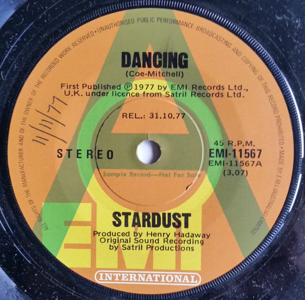 Stardust (6) : Dancing (7&quot;, Single, Promo)