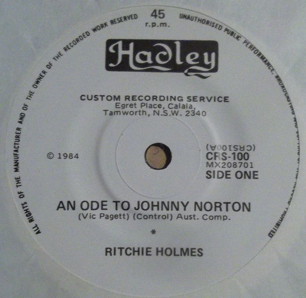 Ritchie Holmes : An Ode To Johnny Norton (7&quot;, Single)