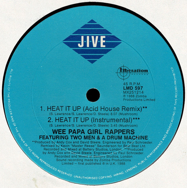 Wee Papa Girl Rappers Featuring Two Men And A Drum Machine : Heat It Up (12")