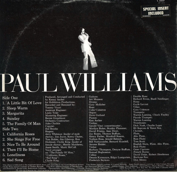 Paul Williams (2) : A Little Bit Of Love (LP, Album)