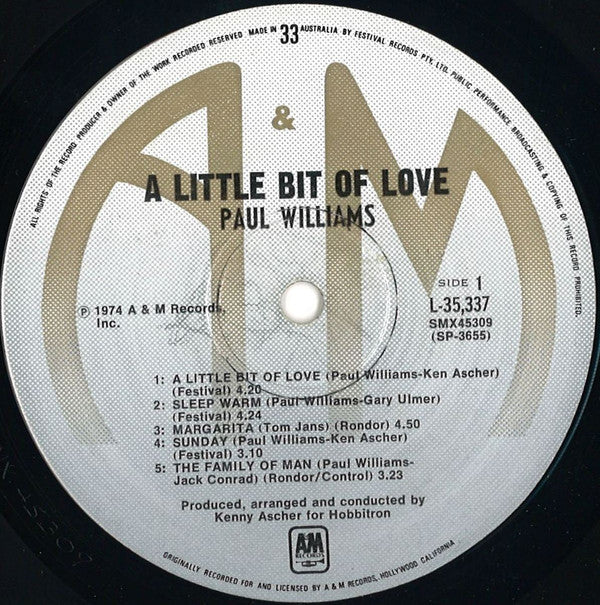 Paul Williams (2) : A Little Bit Of Love (LP, Album)