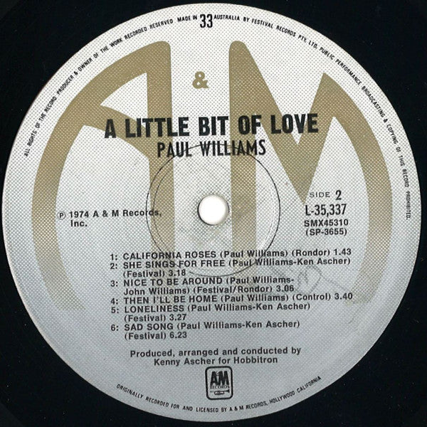 Paul Williams (2) : A Little Bit Of Love (LP, Album)