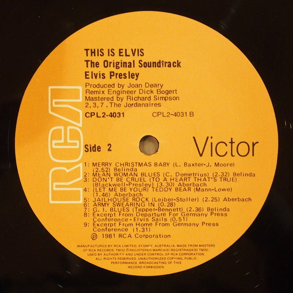 Elvis Presley : This Is Elvis (Selections From The Original Sound Track) (2xLP, Comp)